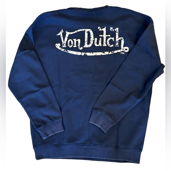 Von Dutch NWT Terry Crew Sweatshirt NAVY size MEDIUM - Picture 3 of 6